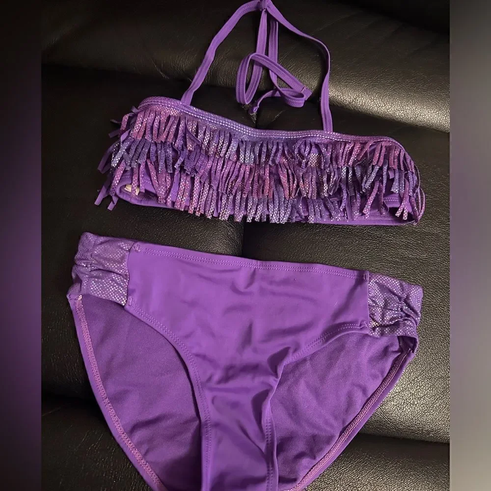 Kids Purple Tassels Bikini